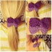 Crochet Bow Hair Elastic Ties Set of Two in Purple & Lavender