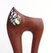 Wooden hair fork, 2 prong, Hair sticks, Wood, African wild seringa, Mother of pearl, Hairpin, Handmade