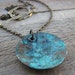 Boho Necklace- Copper pendant with bluish green patina