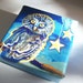 The Star-struck Owl, Teeny Tiny Original Nature Painting with Easel