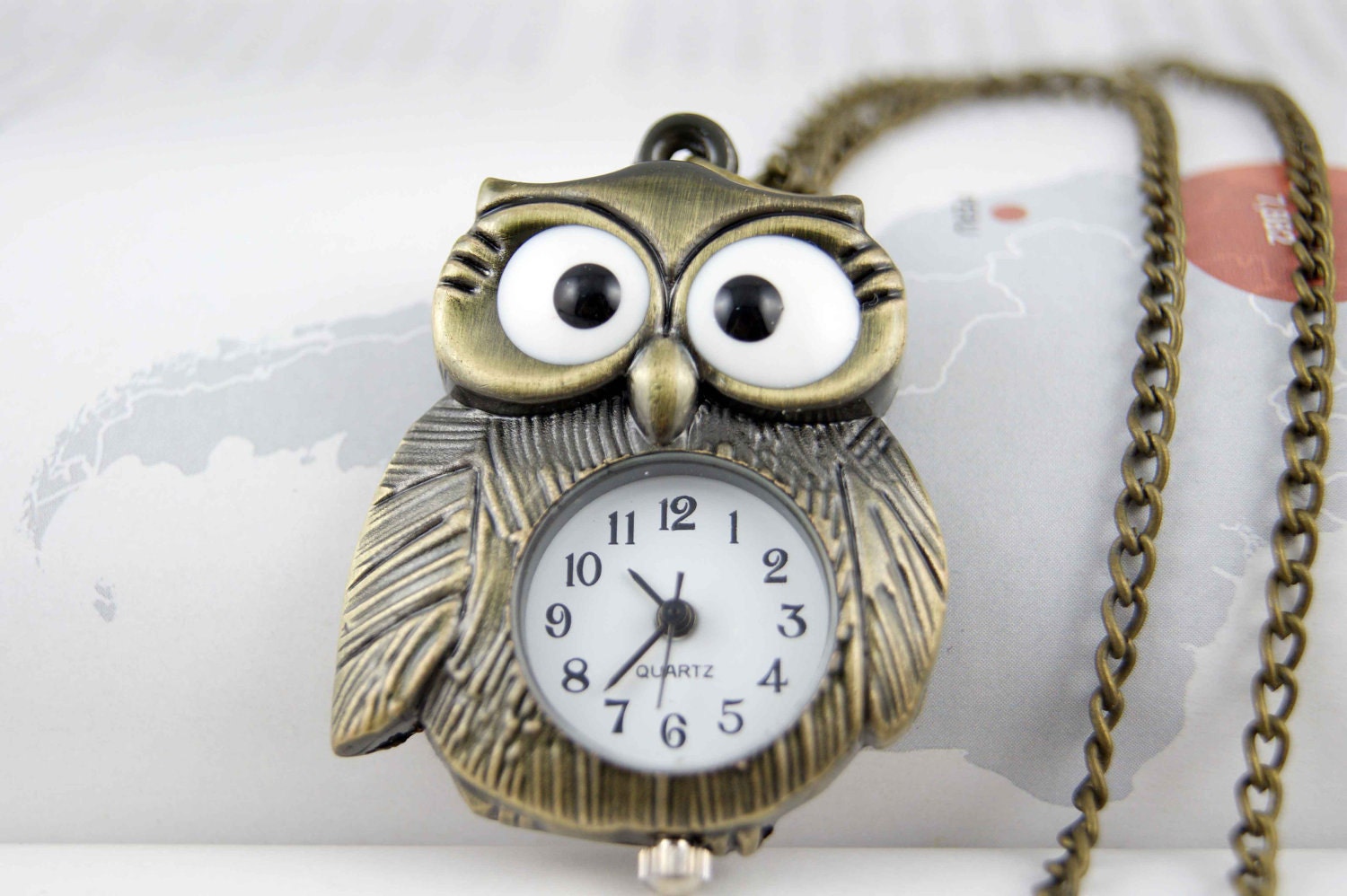 owl birds necklace pocket watch locket pendant charm vintage