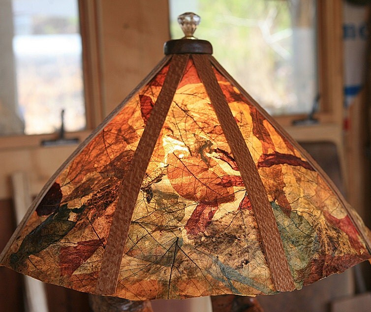 Rustic Contemporary Table Lamp with Original Leaf by Woodjunkie