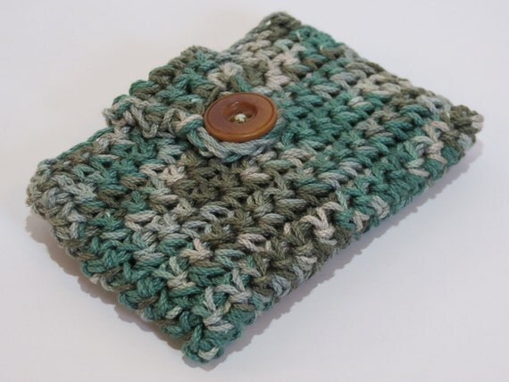 Items similar to Crochet Business Card Holder/ Wallet Pouch with Button ...