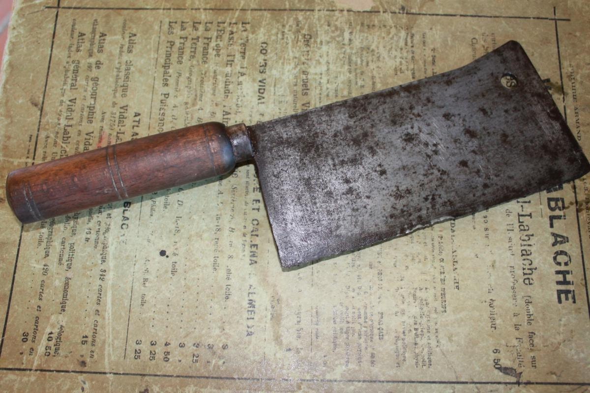 Antique Meat cleaver hand artisanal French steel