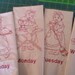 Mammy Black Americana Days of the Week Embroidered Redwork Tea Towel Set