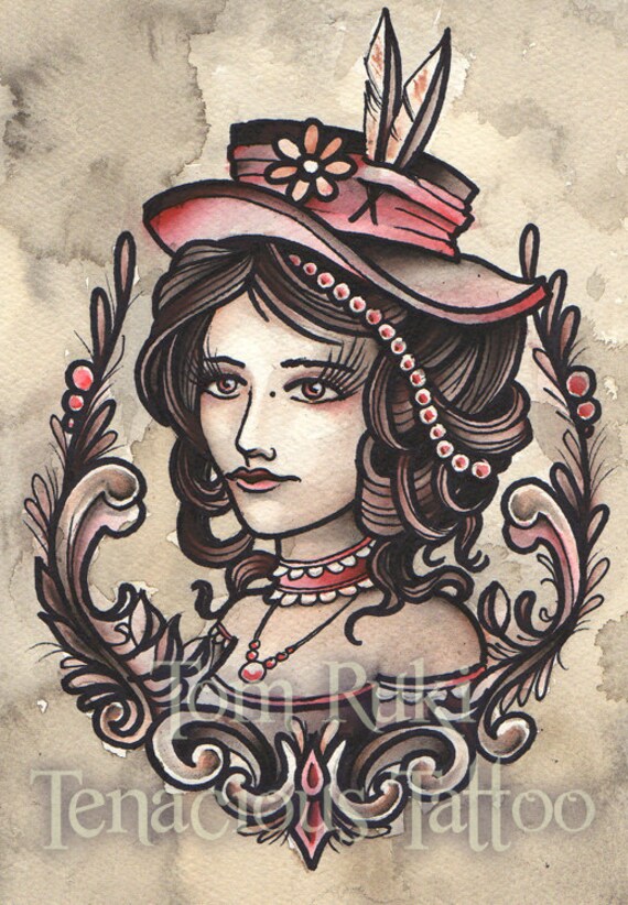 items similar to hat lady tattoo flash tom ruki on etsy items similar to hat lady tattoo flash tom ruki on etsy