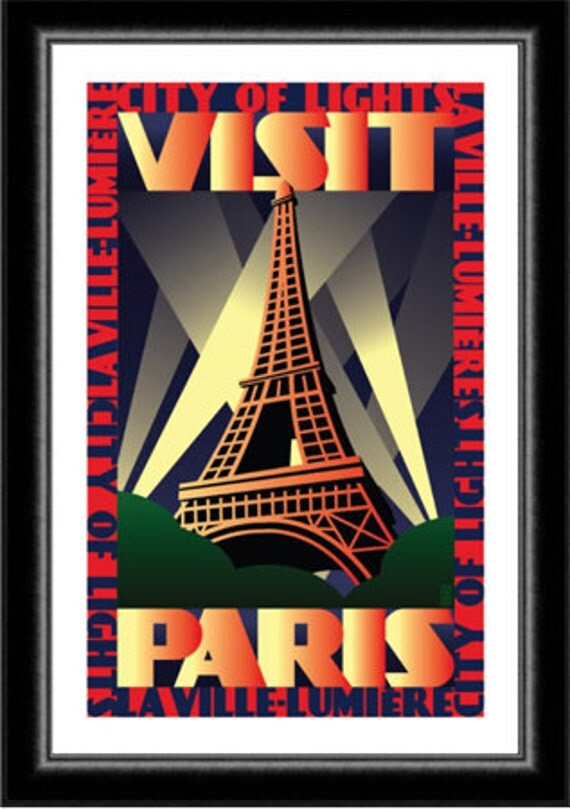 Art Deco 1930's Paris Travel Poster