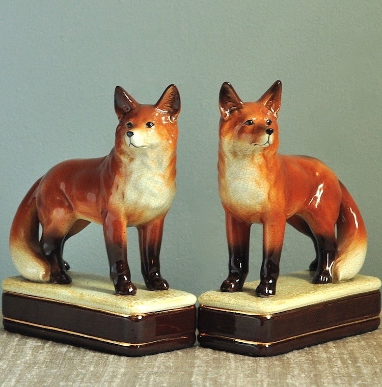 Fairytale Fox Bookends Takahashi Vintage Woodland Storytime