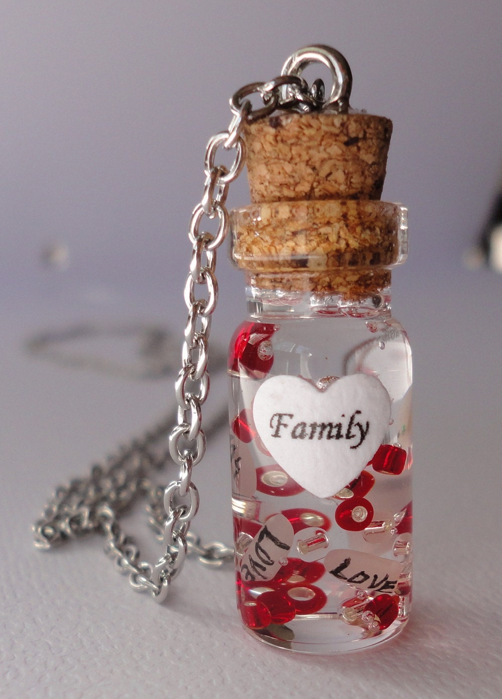 glass bottle necklace name on rice necklace