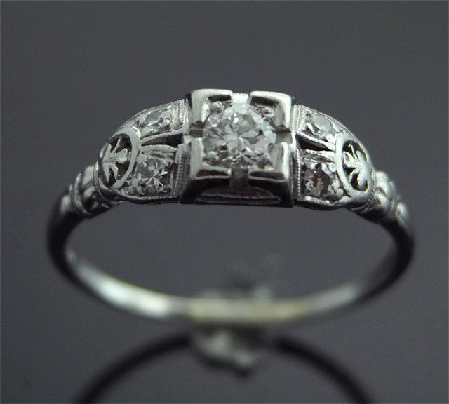 Platinum Diamond Ring Antique Ring