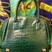 80s Vintage BALLY croc embossed green leather purse.