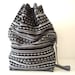 Tribal Fabric Backpack, Latin American, Peru, Black Grey Stripes