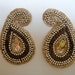 Golden Beads Purl Paisley Sew On Applique One Pair Embellishments