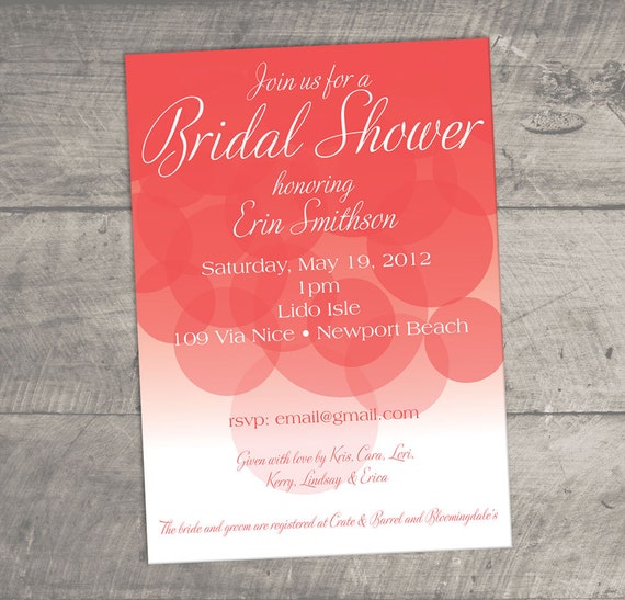 Items similar to Bubbly, Elegant and Fun Bridal Shower Invitation Multiple Colors Available
