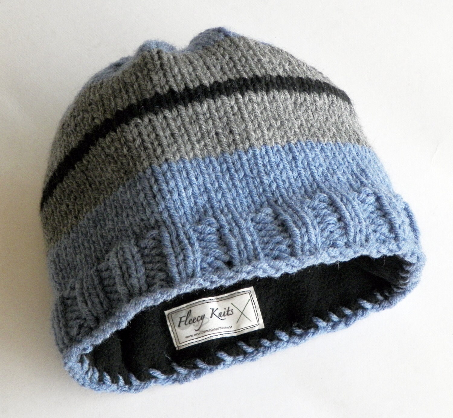 Knitted Men's Fleece Lined Blue Liner hat Knit Men's