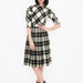 Vintage 1950's Wool Black and White Plaid Pleated Dress