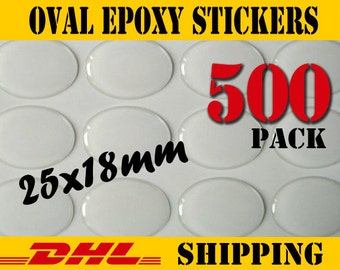 500 pcs Oval 25x18mm Clear Epoxy Stickers