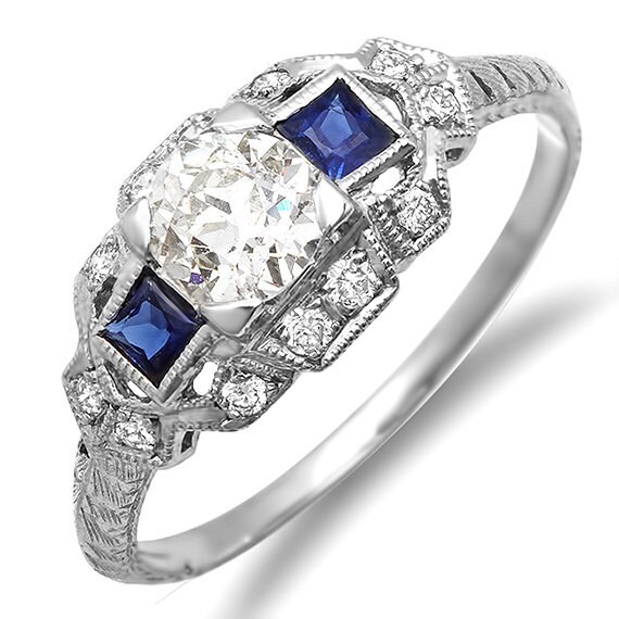 New Vintage Platinum Diamond and Sapphires by MasterPieceJewelers
