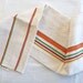 Vintage LINEN TEA TOWEL , Natural White with Colored stripes, cotton/linen.