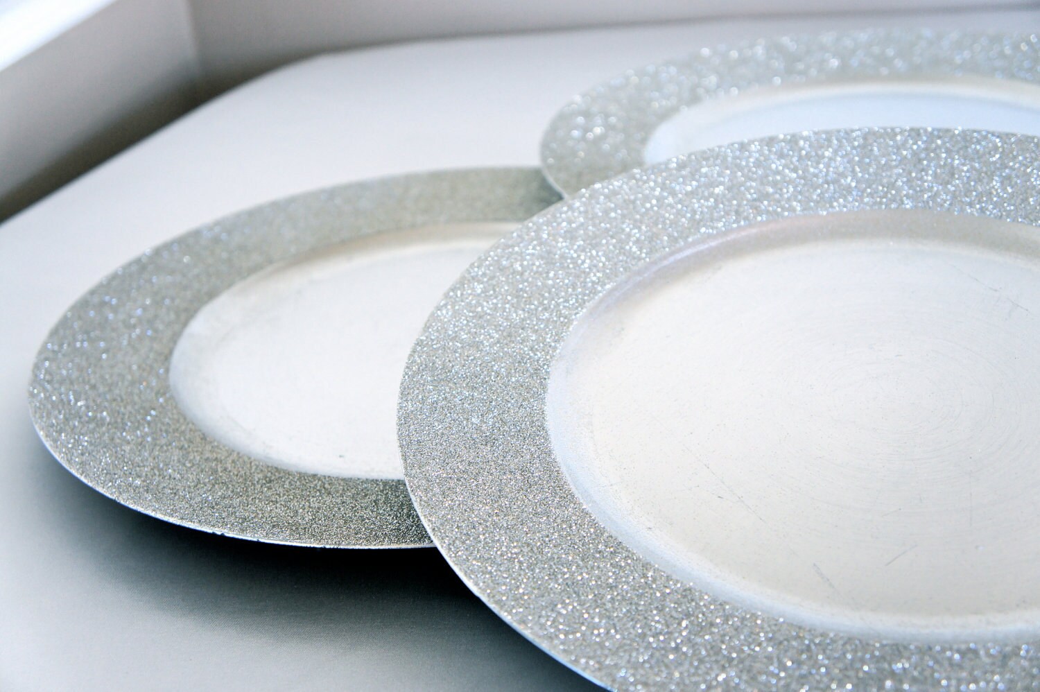 Silver Glitter Charger Sparkle wedding by CrystallizedDesign