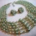 Pastel Green Pearl & Crystal Necklace/Earring Demi Set MAD MEN 1263ag-012312000