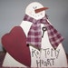 Key To My Heart Wooden Primitive Valentine Snowman