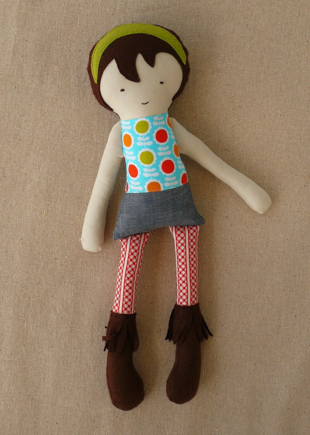 Cloth Doll Fabric Doll with Boots by rovingovine on Etsy