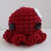 Valentine's Day Heart Dark Red Octopus Amigurumi Keychain
