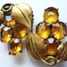 SALE Pair Vintage Art Deco Grape Cluster Topaz Glass Rhinestone Dress Shoe Clips - Brass and Silvertone Metal