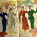 1949 French Fashion Magazine Illustration Paper Ephemera Double Color Page