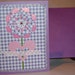 3D Flower Card - Any Occasion Blank - Pink and Purple Tea Bag Flower - Gingham - Heart