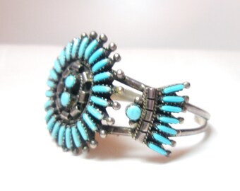 Sterling Silver Bracelet with Turqouise - vintage bracelet - Blue jewelry For Her