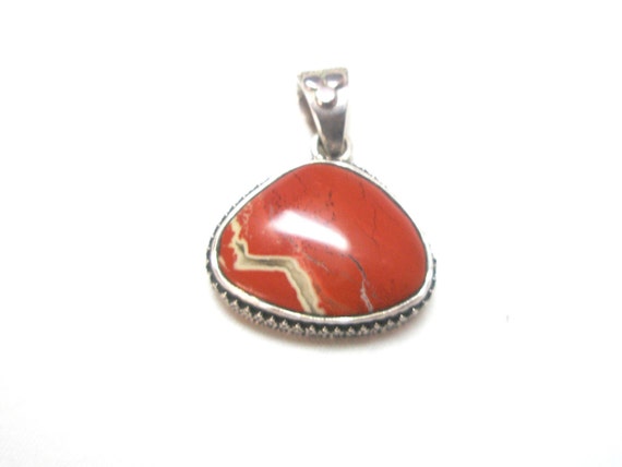 coral vintage jewelry unique jewelry Natural Pendant  .925 Unique Sterling Silver Coral Vintage