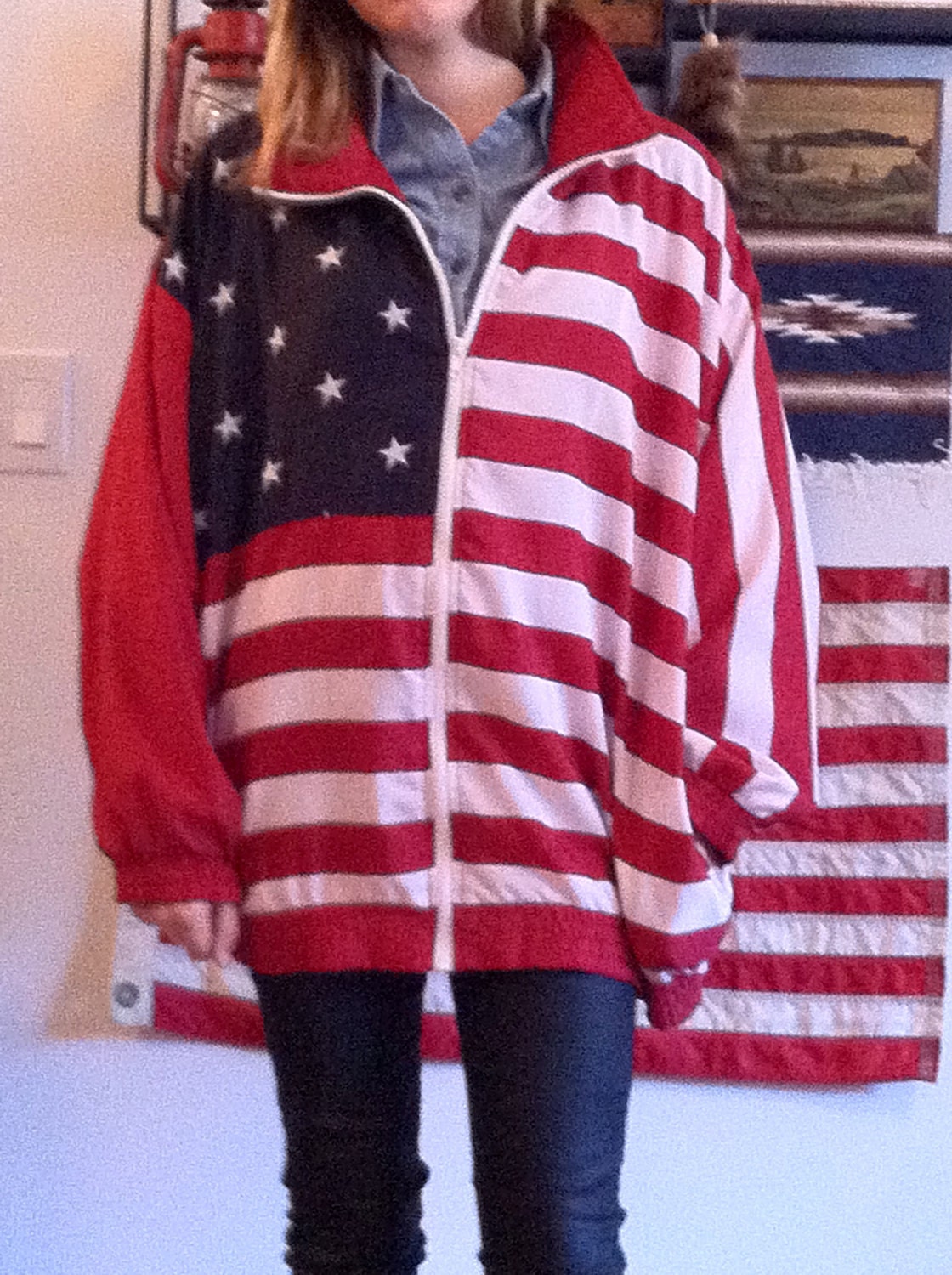 American Flag Jacket Usa United States Coat Mens by TRAVOISGOODS