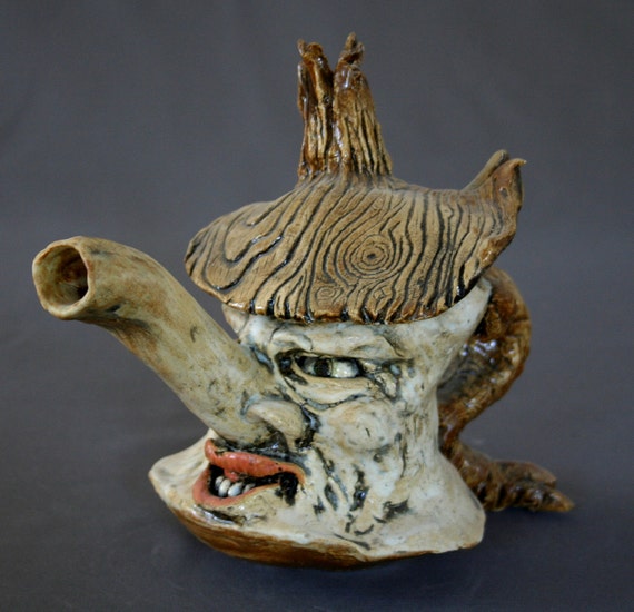 Items similar to Handbuilt ceramic teapot face sculpture on Etsy