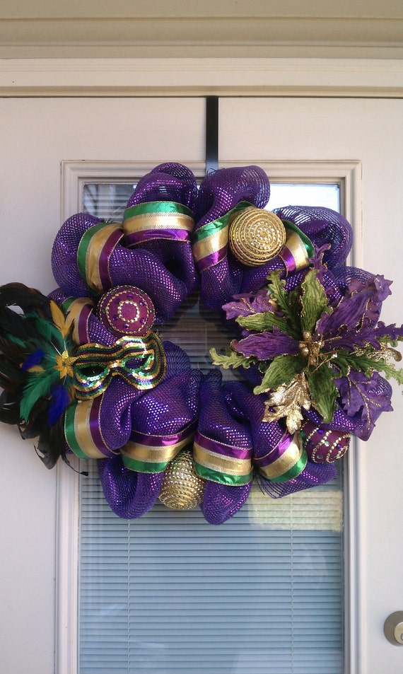 Mesh Deco Mardi Gras Wreath by SouthernWreathDesign on Etsy