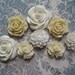Resin Flower Cabochons / 8 pcs Resin Dahlia Mum Rose / Cream Flowers / 22mm, 19mm, 15mm