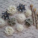 Flower Cabochon Kit- Cabochon Flowers with Bobby Pins / 10 pcs Resin Dahlia Mum Rose Cabochon Kit / Mixed Lot