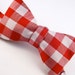 Silk Bow Tie - Freestyle & adjustable, made from 100% Pure Silk, Woven in England - 'Red Check'
