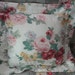 Vintage Cotton Pillow with Rose and Pink Cabbage Roses, Shabby Chic Style - Vintage Travel Trailer Decor