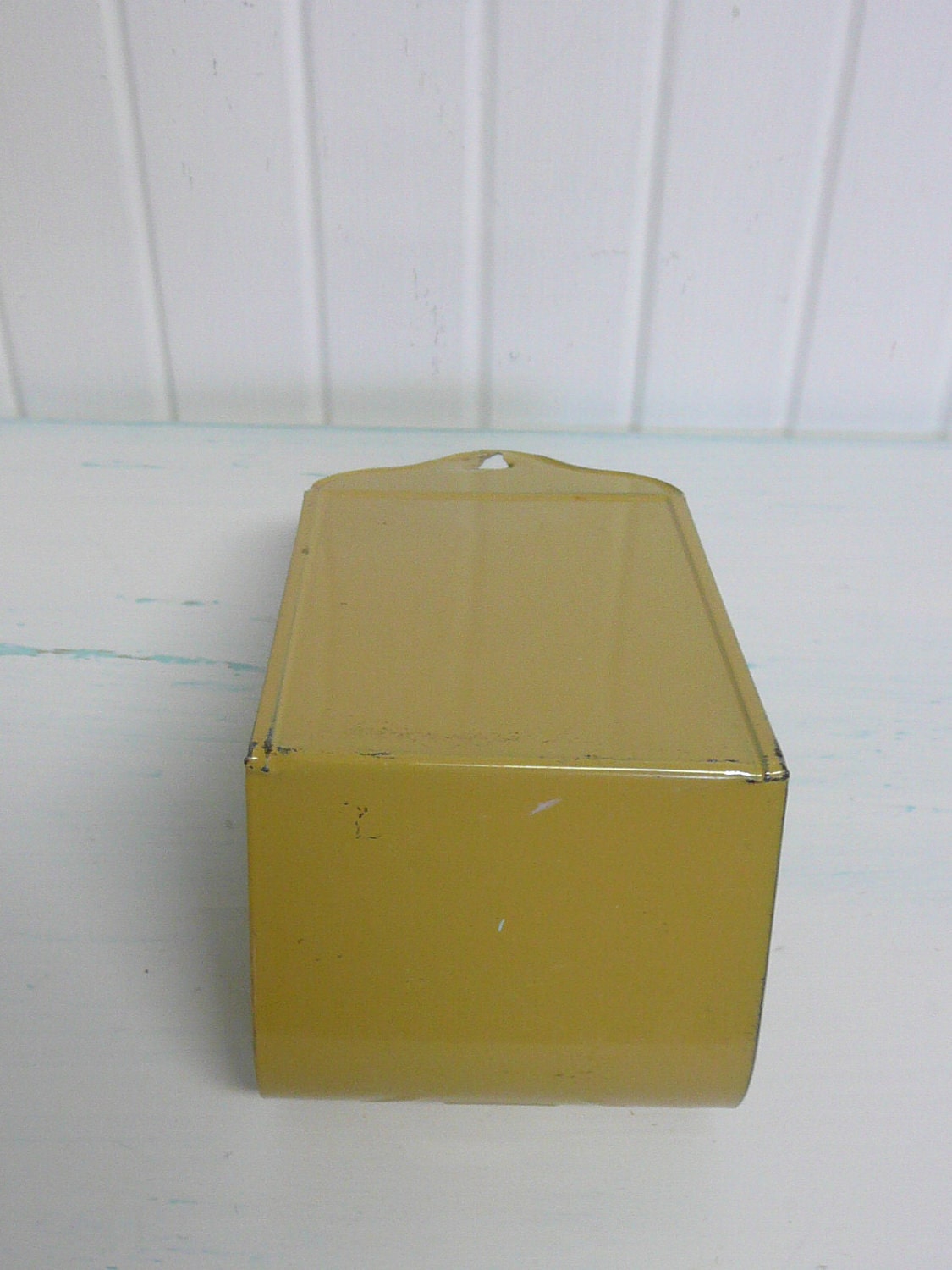 Vintage Yellow Tin Metal Match Box Holder Vintage Travel