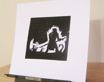 St George Slays the Dragon - Silhouette Print