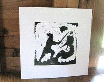 Beowulf Decapitates Grendel's Mother - Silhouette Print