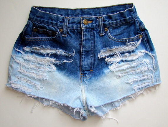 Vintage High Waisted Dip Dyed Destroyed Shorts size 6