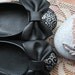 Glittering Hand-painted Black Bow Ballerinas