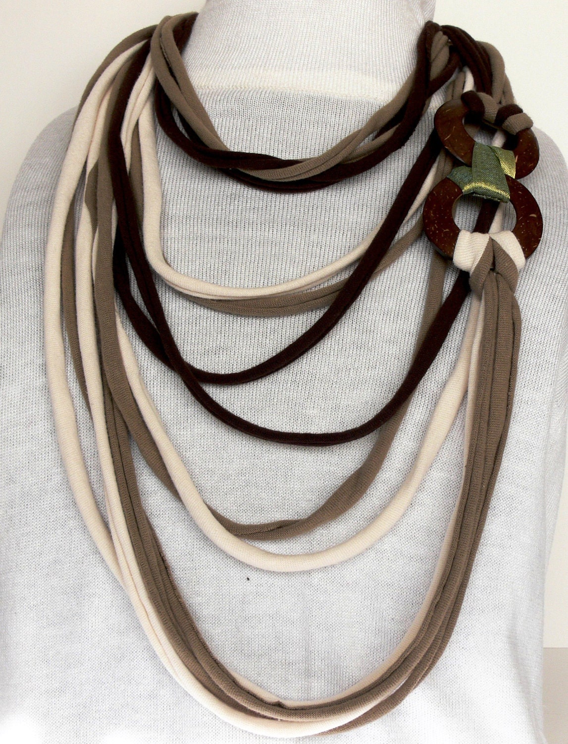 Jersey Scarf Tshirt necklace. Shirt necklace. Tshirt