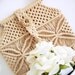 Vintage 70s macramé cream handbag/ cream woven bag/ tan woven canvas bag