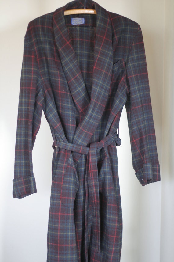 vintage pendleton mens plaid wool robe by TomTomVintage on Etsy