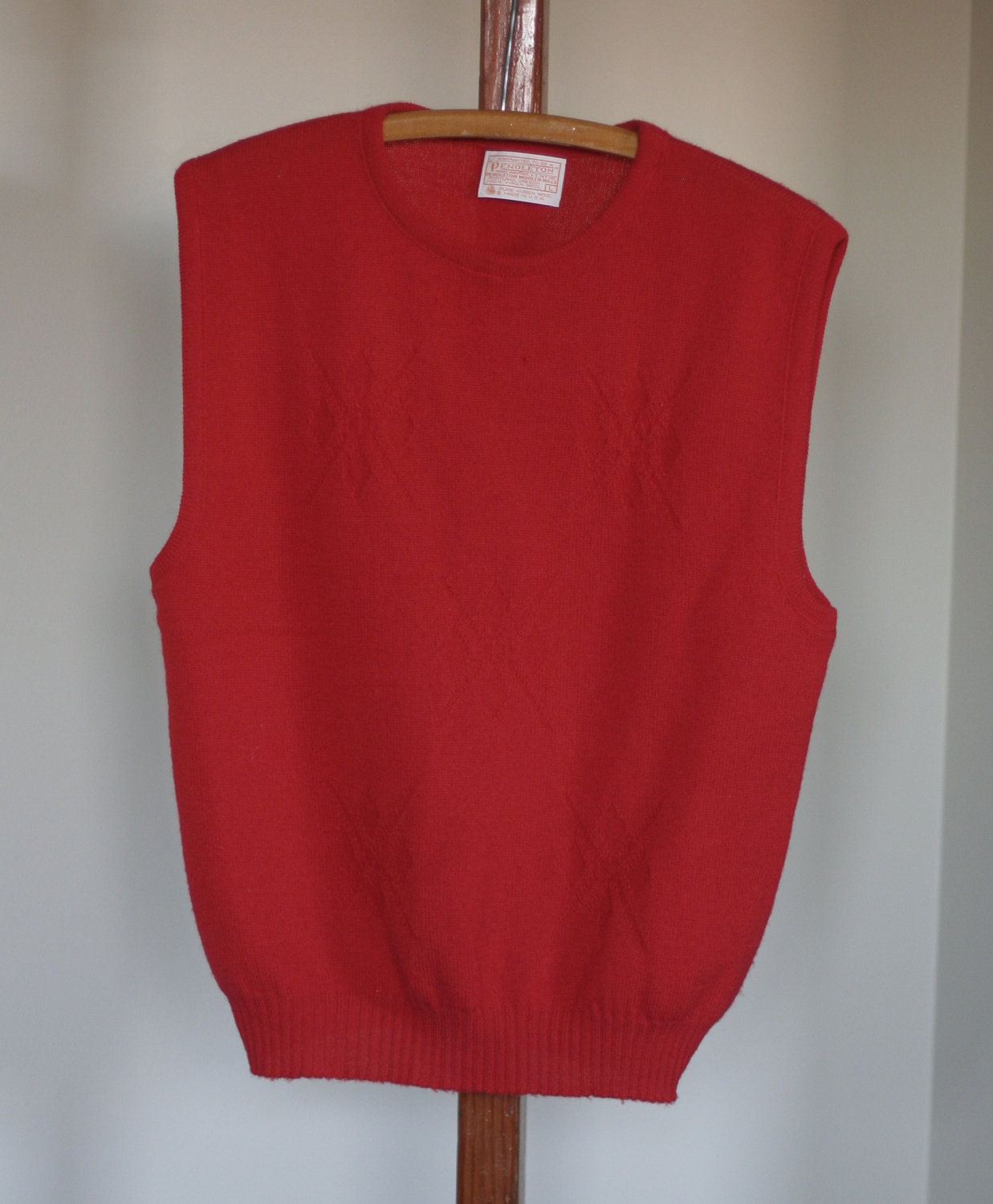 vintage pendleton womens red wool sweater vest