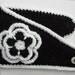 Woman girl knit headband with crocheted flower handmaded black white ski